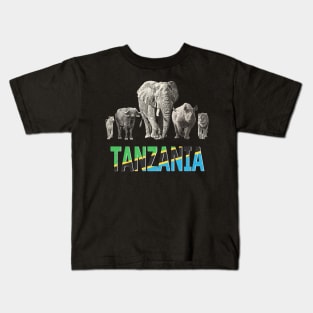 Africa's Big Five Tanzania Pride Wildlife Kids T-Shirt